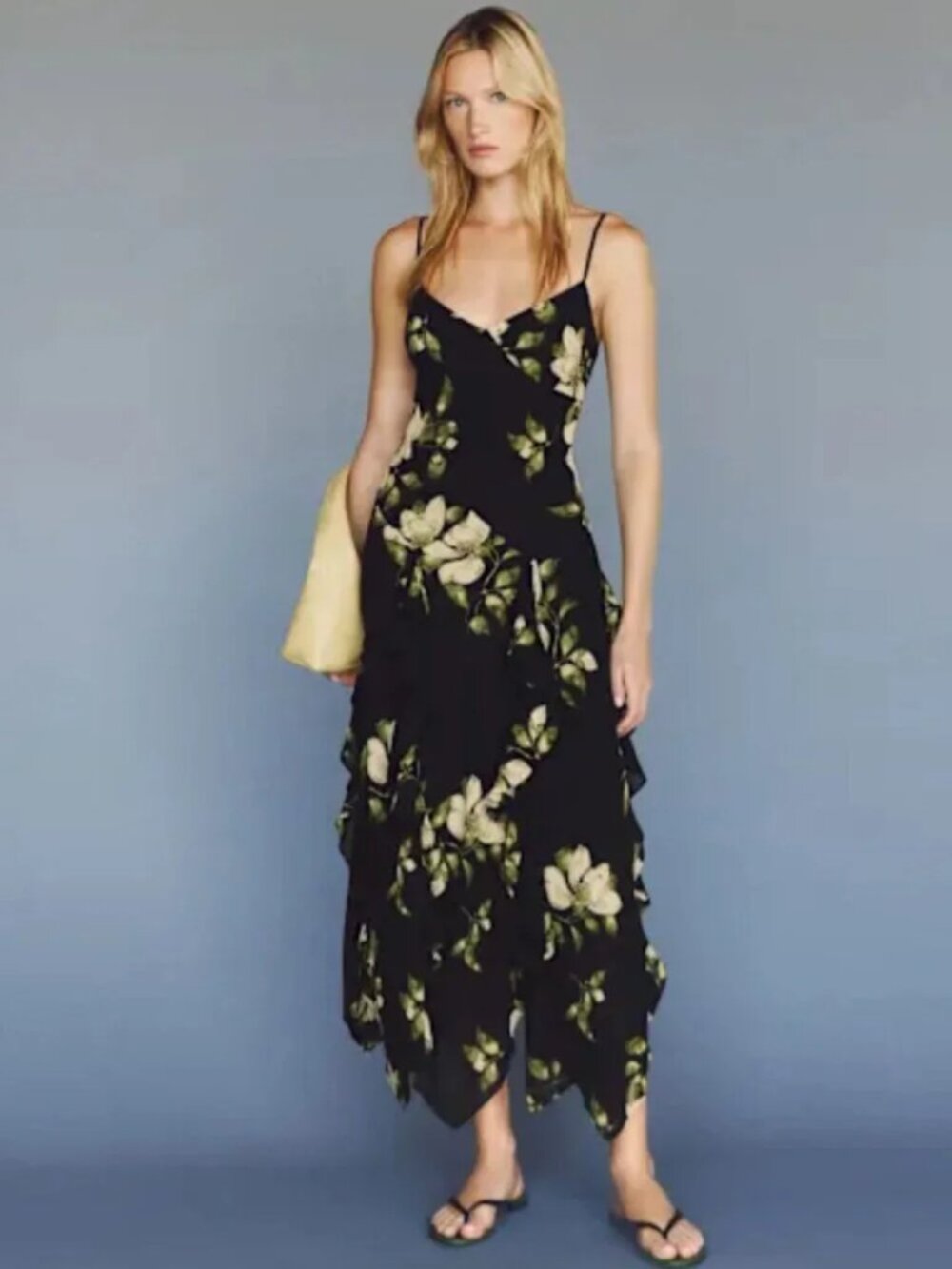 BNWT Reformation Allissa Dress in Mood For Love Midi Ruffle Size 0